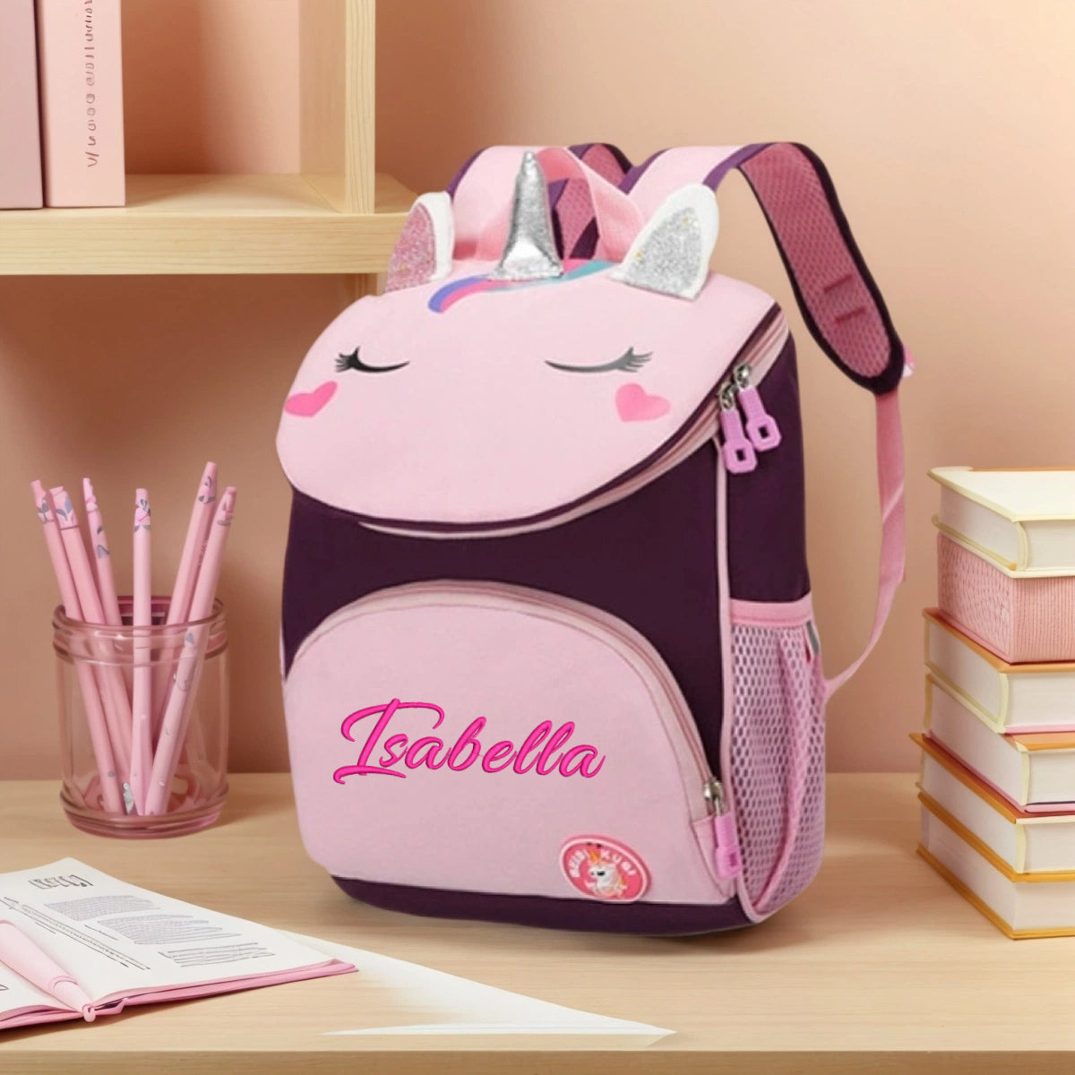 Kids Girls Personalized Backpack Custom Schoolbag with Embroidered Name