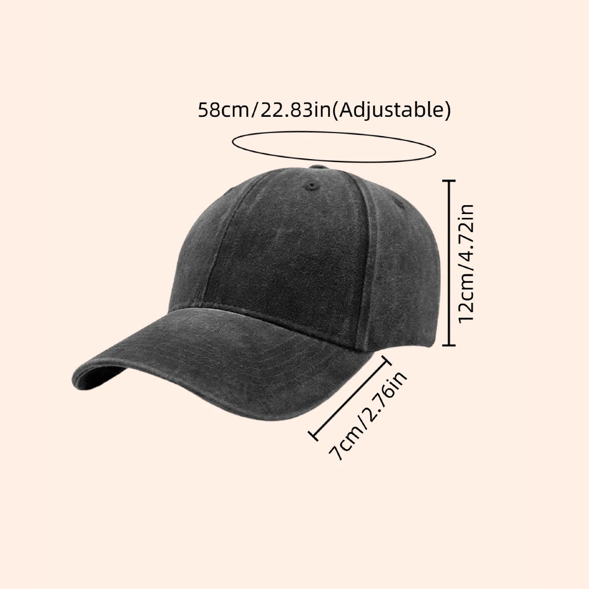 Personalized Hat with Custom Embroidered Name Vintage Washed Baseball Hat Black