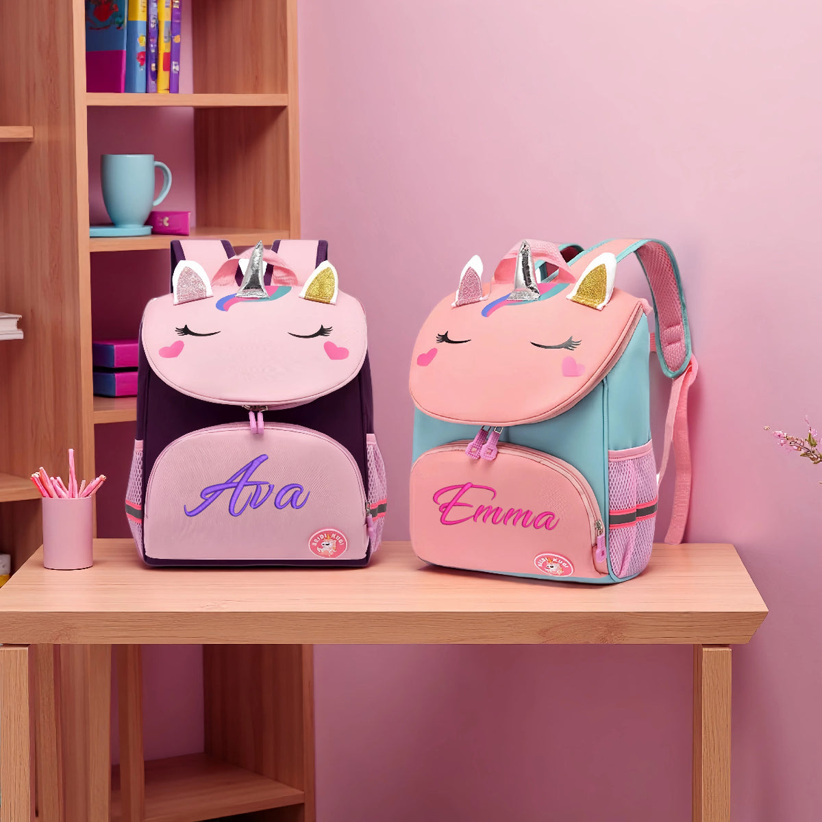 Kids Girls Personalized Backpack Custom Schoolbag with Embroidered Name