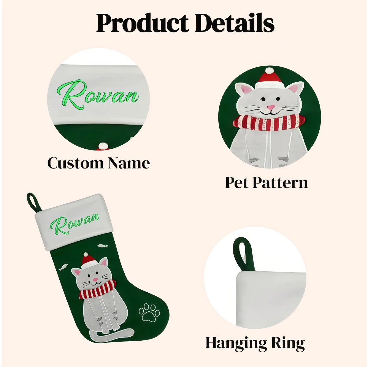 Personalized Christmas Stockings with Custom Embroidered name for Xmas Gifts