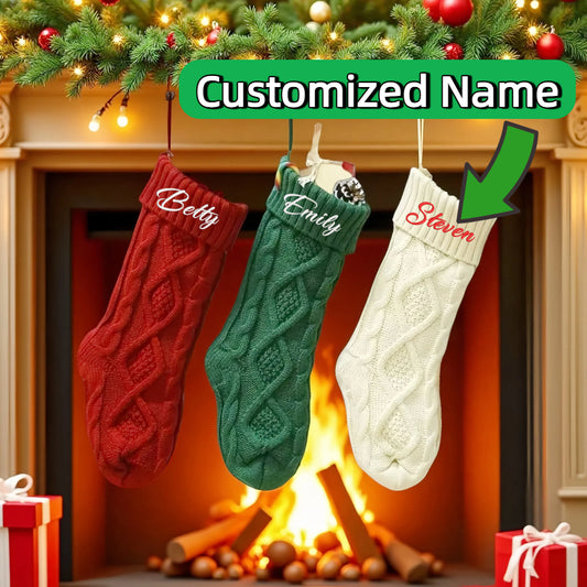 3 Pack Knitted Christmas Stocking Set