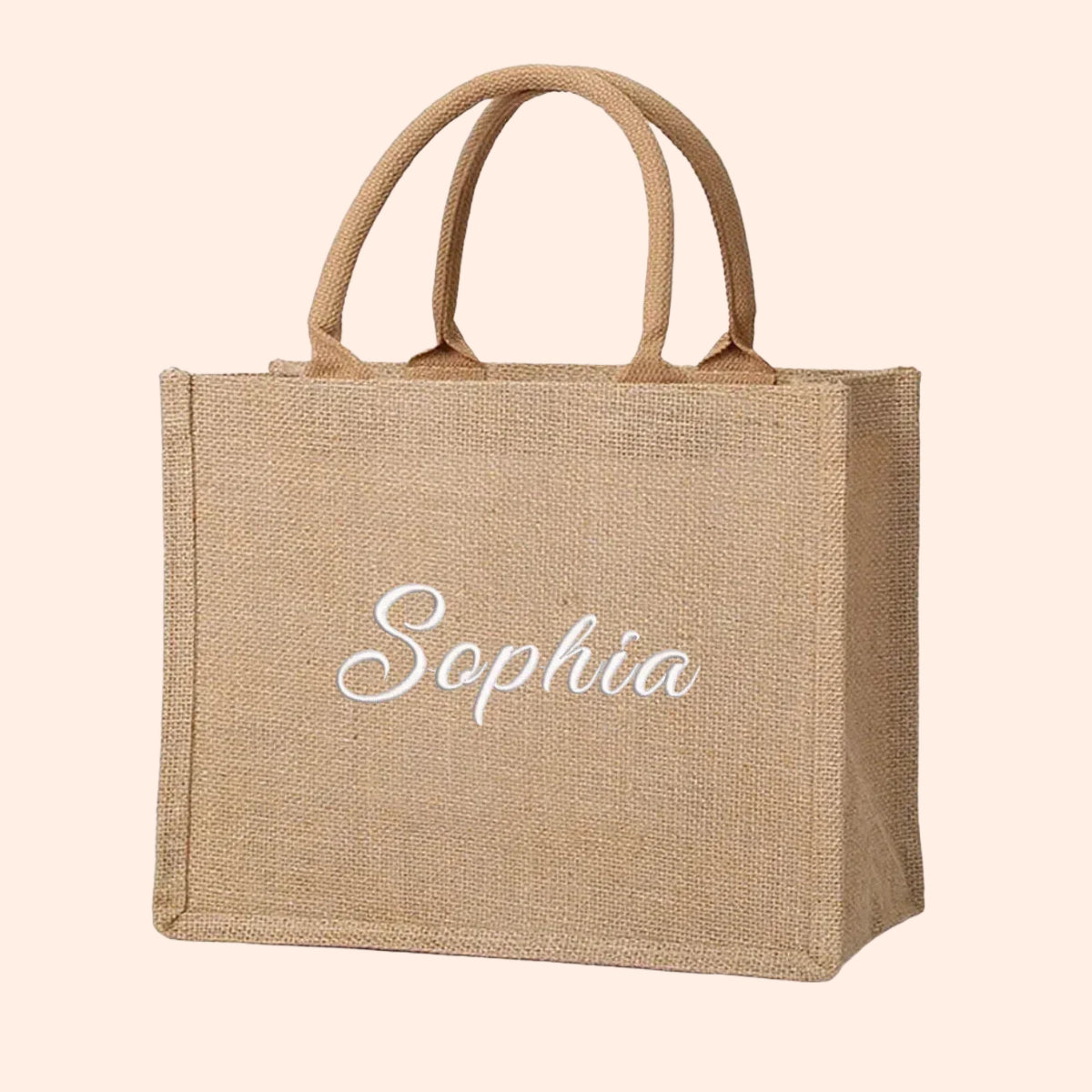 Custom Burlap Tote Personalized Bridesmaid Jute Gifts Bag with Embroidered Name