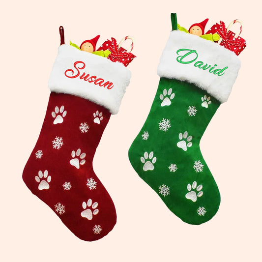 Personalized Velvet Christmas Stockings with Custom Embroidered Name for Gifts 18''