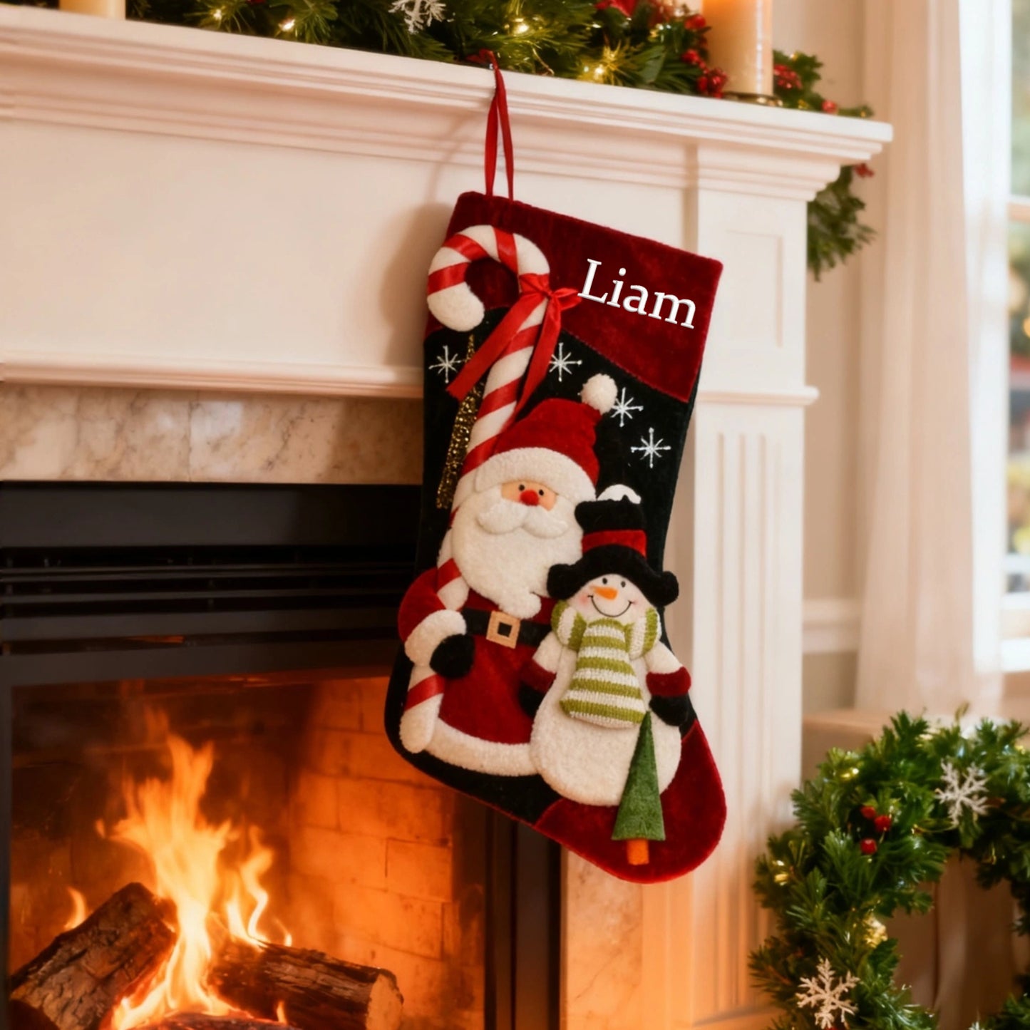 Christmas Stocking Personalized Name Customized Family Xmas Stocking Fireplace Christmas Decorations 18''