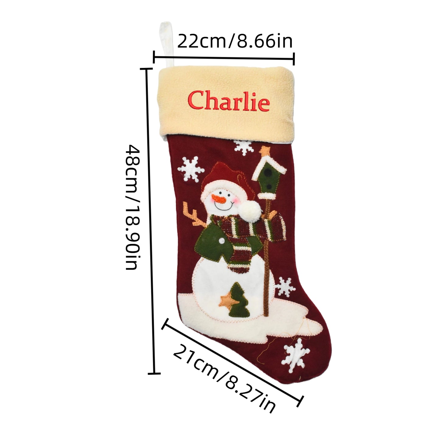 Customized Christmas Stocking with Embroidered Name Personalized Xmas Stockings Large Fireplace Stockings for Holiday Christmas Party Decorations Santa Claus Snowman 4 Styles 18''