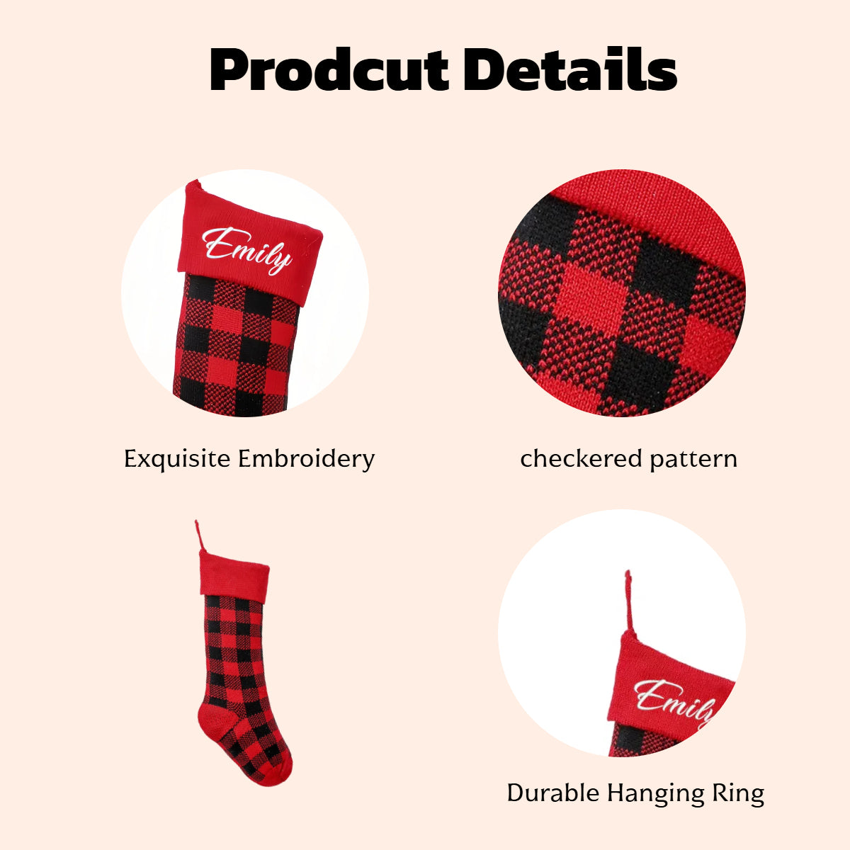 Personalized Christmas Stockings with Embroidered Name Custom Xmas Stockings