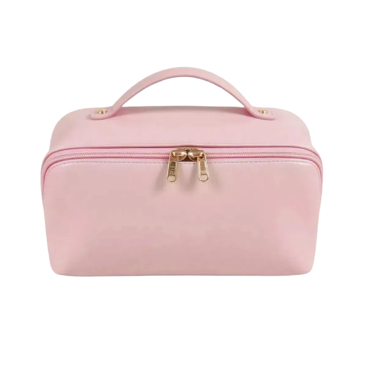 Personalized Leather Makeup Bag with Embroidered Custom Cosmetic Bag Pink