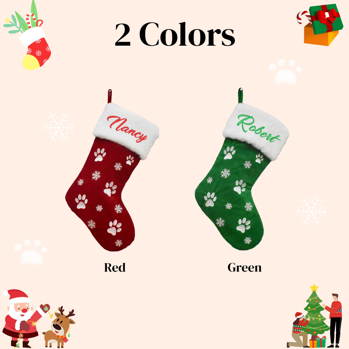 Personalized Velvet Christmas Stockings with Custom Embroidered Name for Gifts 18''