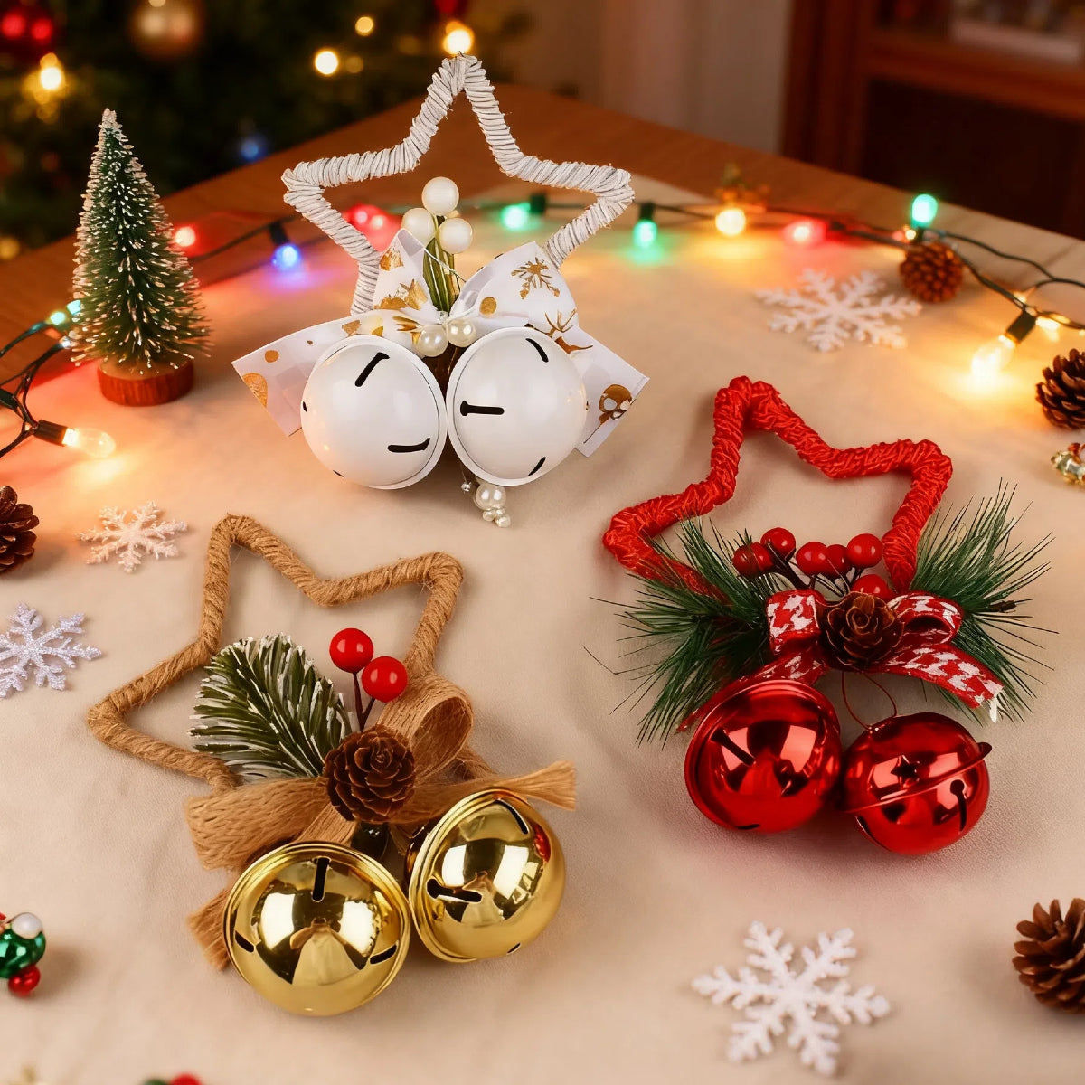 22 PCS Personalized Christmas Gifts Set with Name Basket Hats Stockings Bells Trees