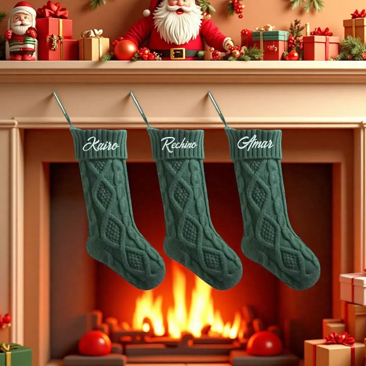 3 Pack Knitted Christmas Stocking Set