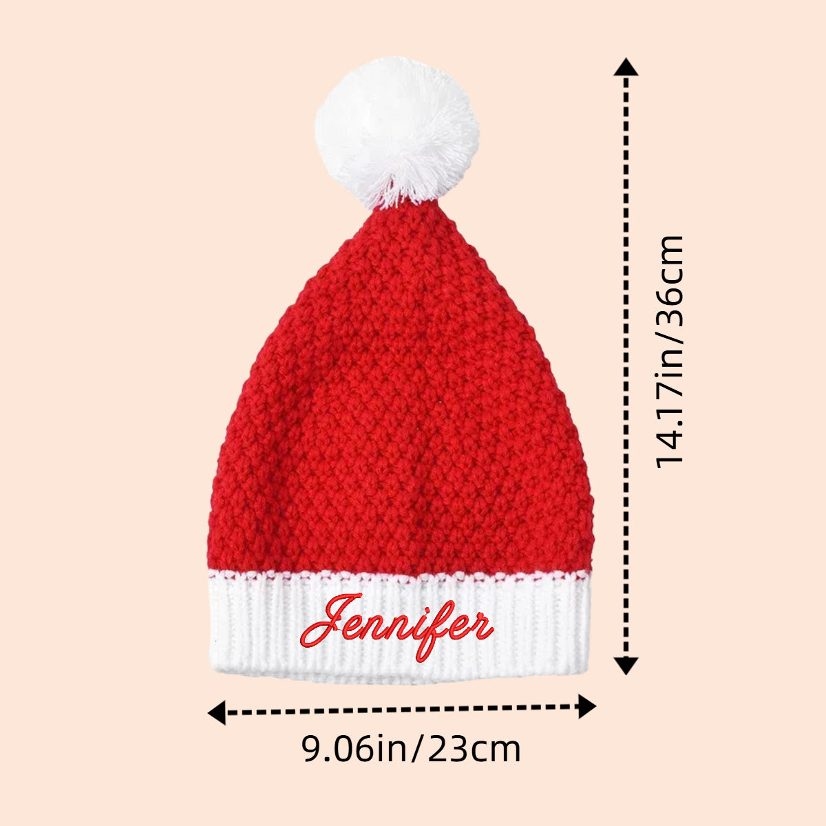 Personalized Christmas Hat with Name Knitted Santa Hats for Women Men Kids