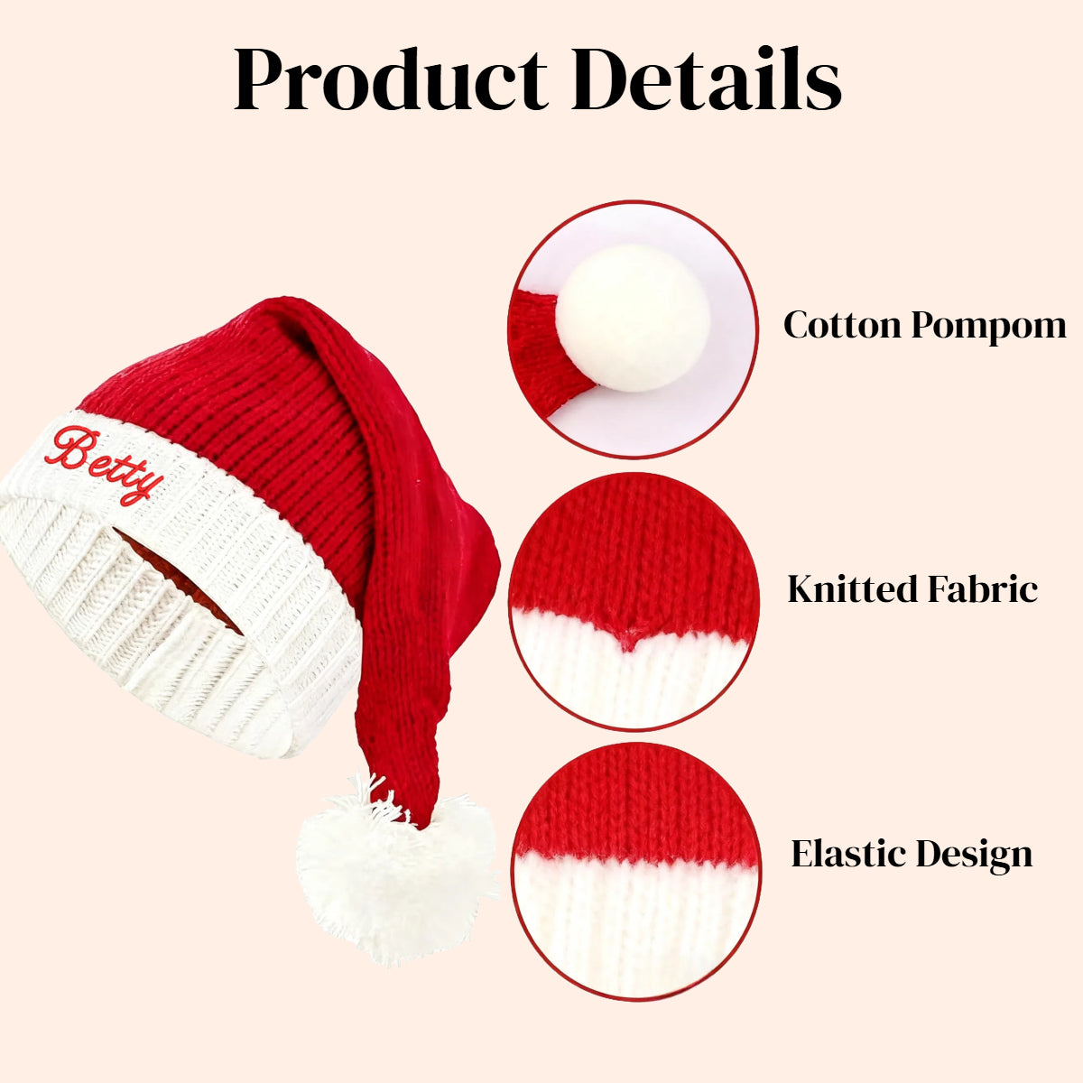 Personalized Christmas Hat with Name Custom Knitted Santa Hats for Kids Boys Girls