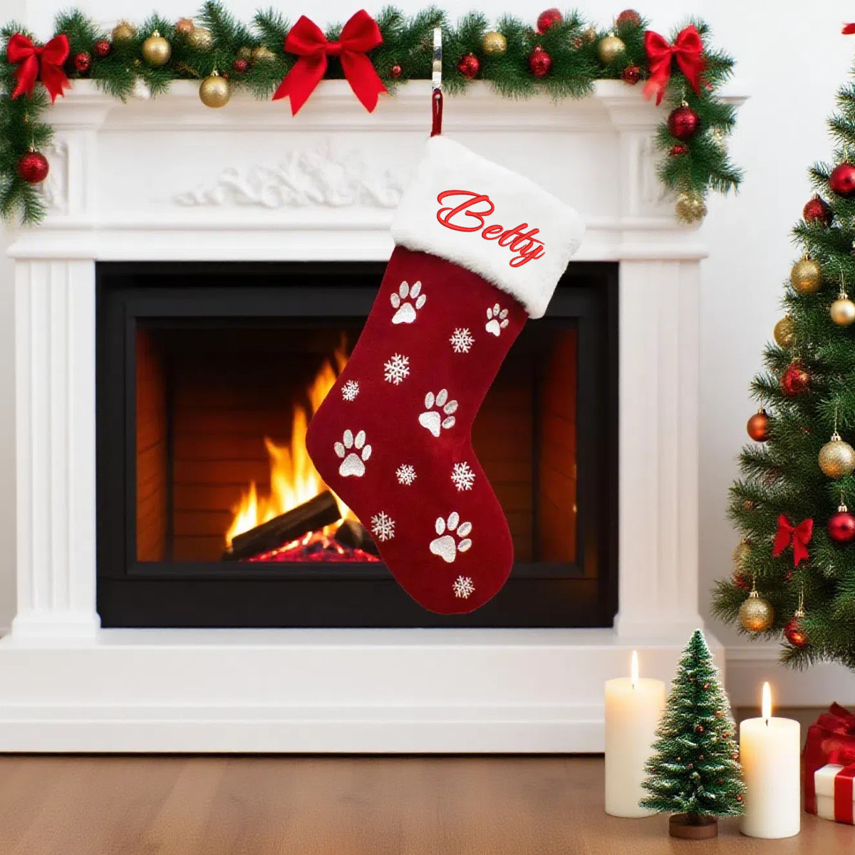 Personalized Velvet Christmas Stockings with Custom Embroidered Name for Gifts 18''