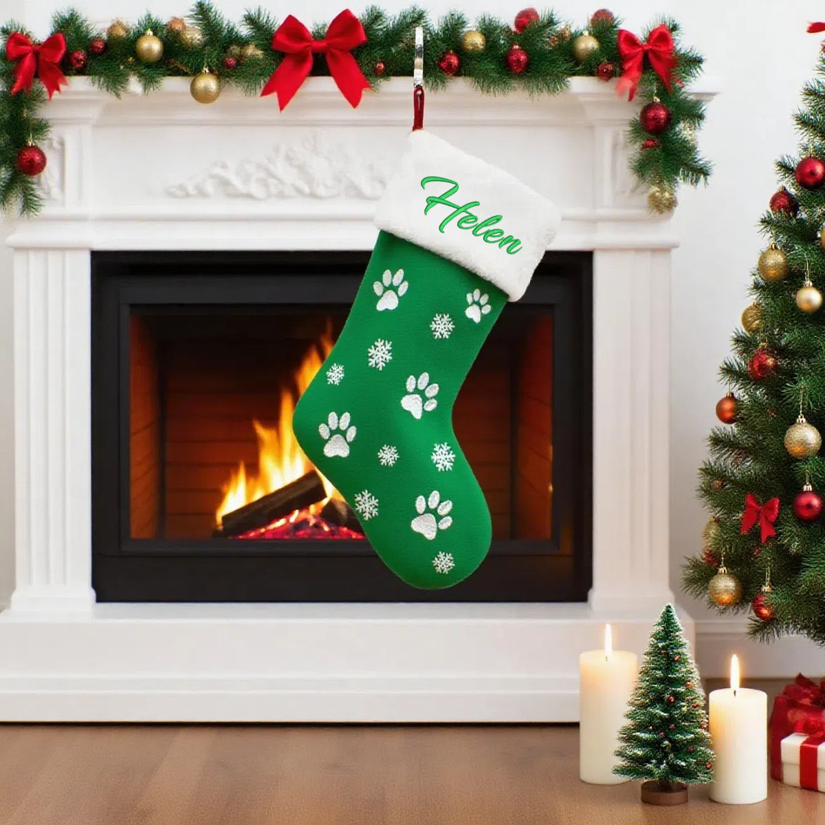 Personalized Velvet Christmas Stockings with Custom Embroidered Name for Gifts 18''