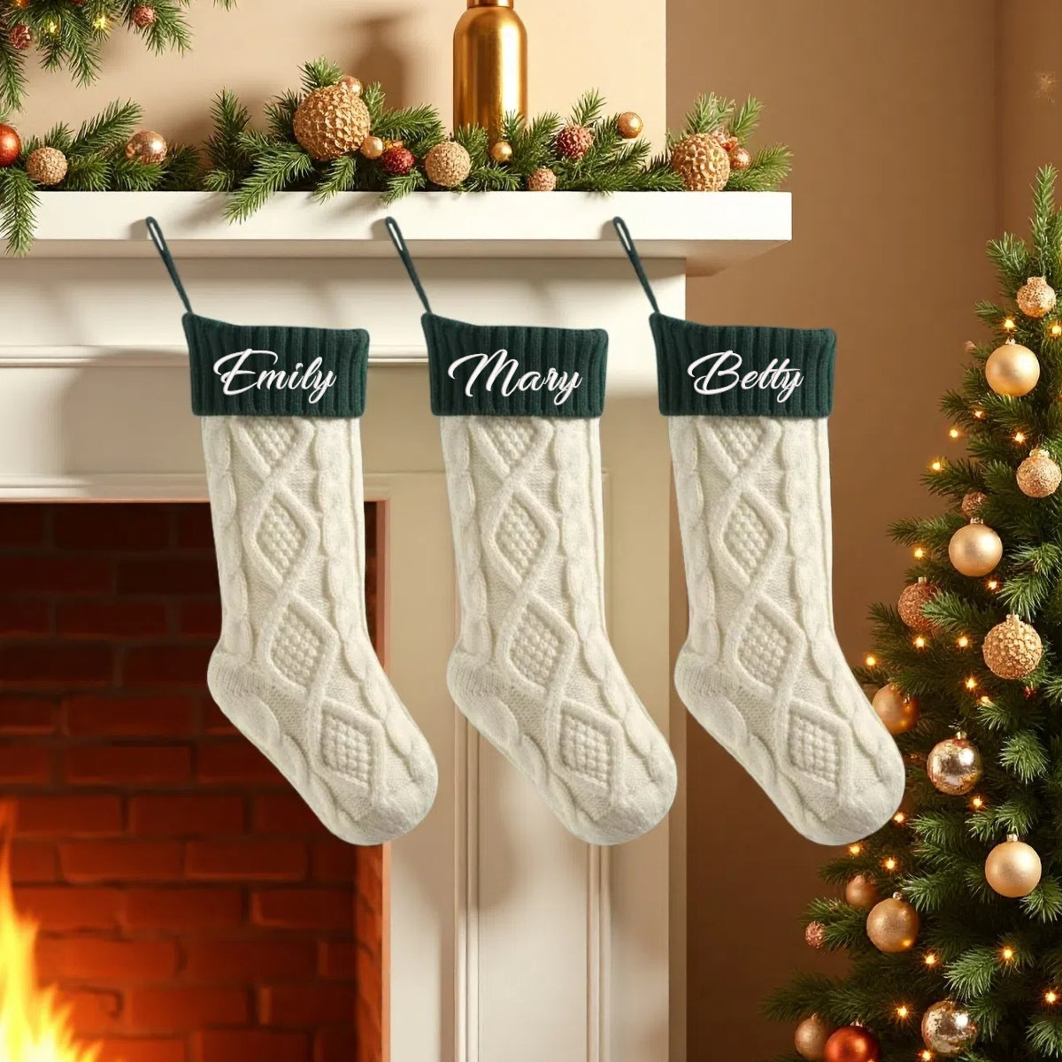 3 Pack Knitted Christmas Stocking Set