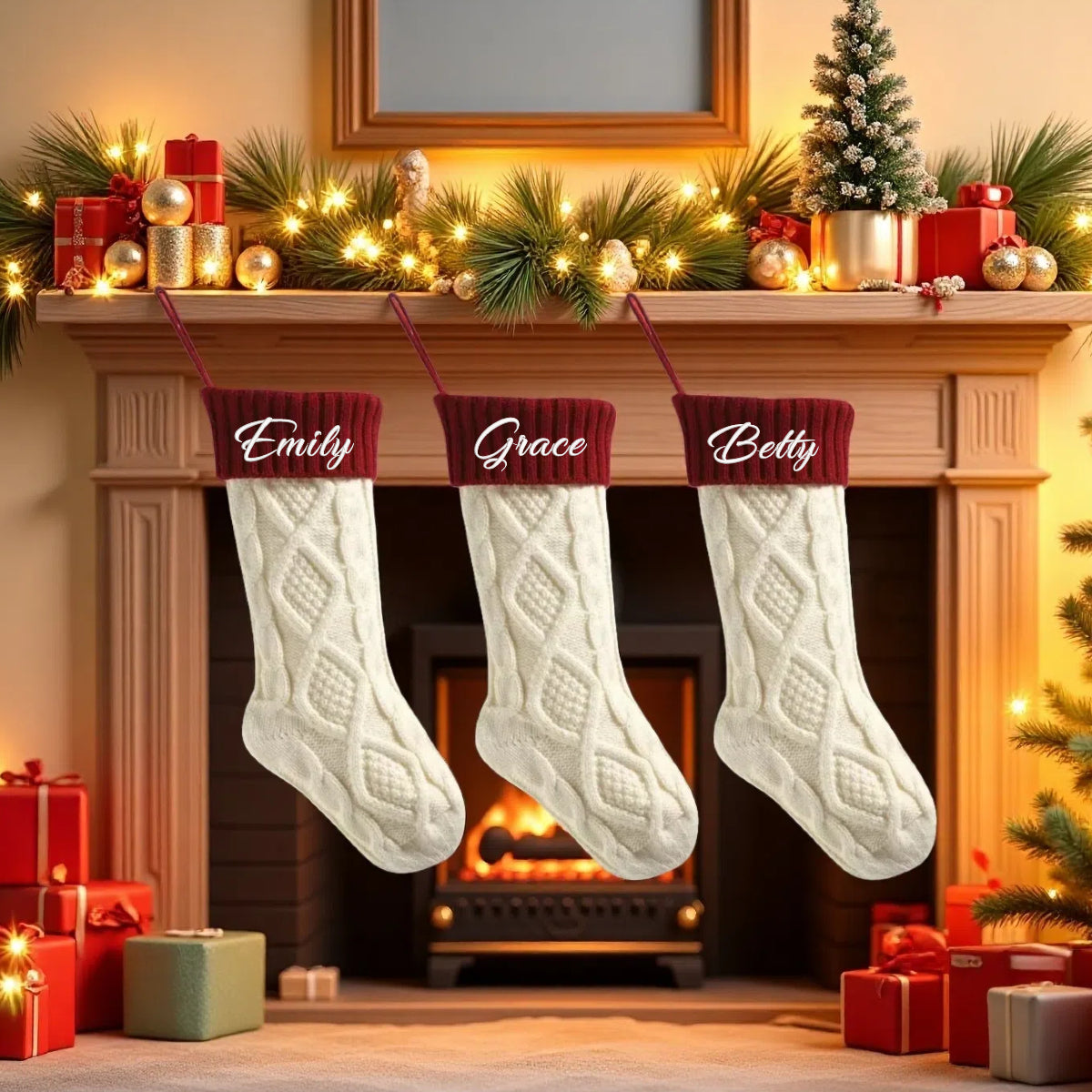 3 Pack Knitted Christmas Stocking Set
