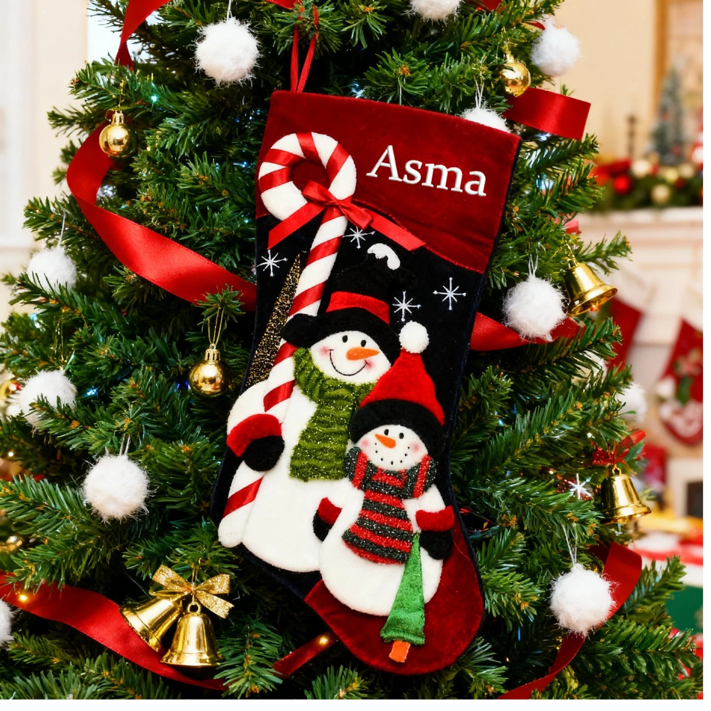 Christmas Stocking Personalized Name Customized Family Xmas Stocking Fireplace Christmas Decorations 18''