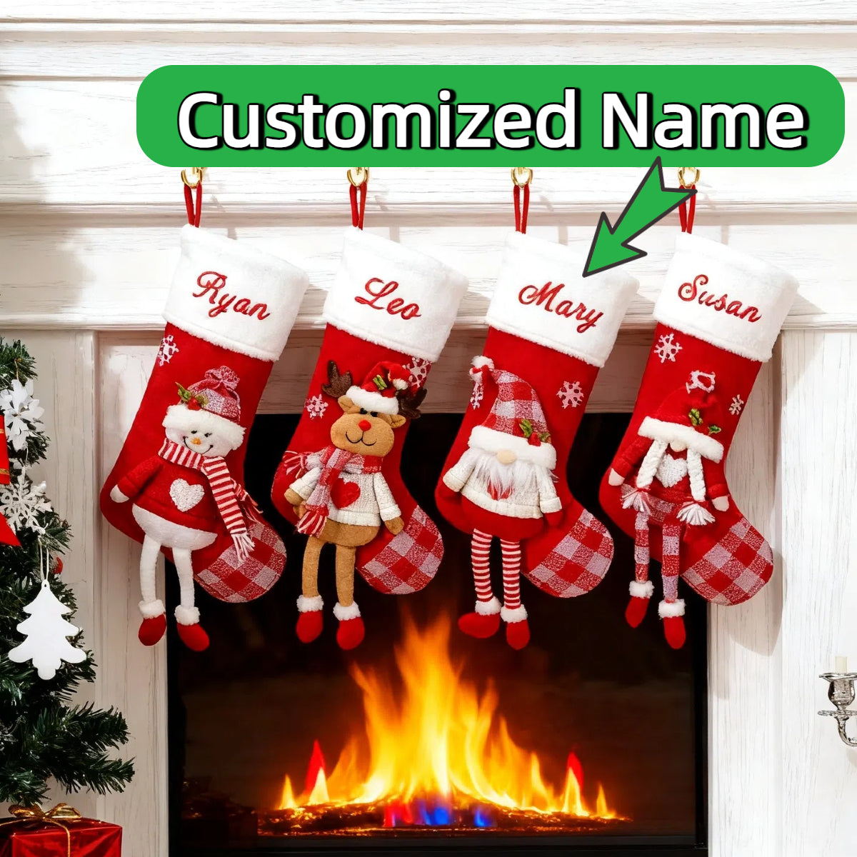 Customized Embroidered Christmas Stockings Xmas Stockings for the Family Decorations Gifts