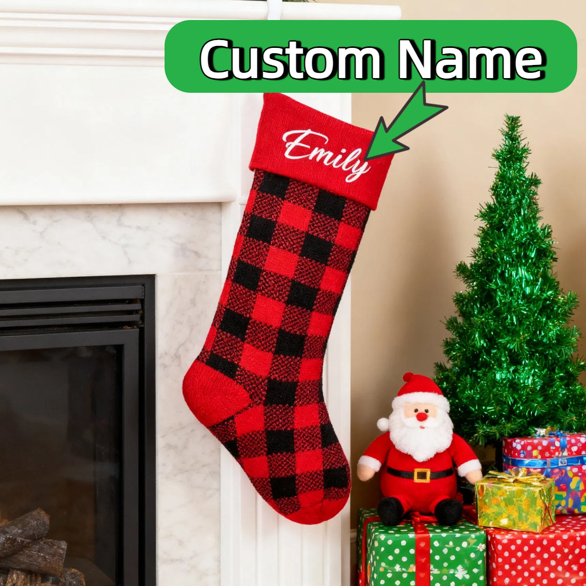 Personalized Christmas Stockings with Embroidered Name Custom Xmas Stockings