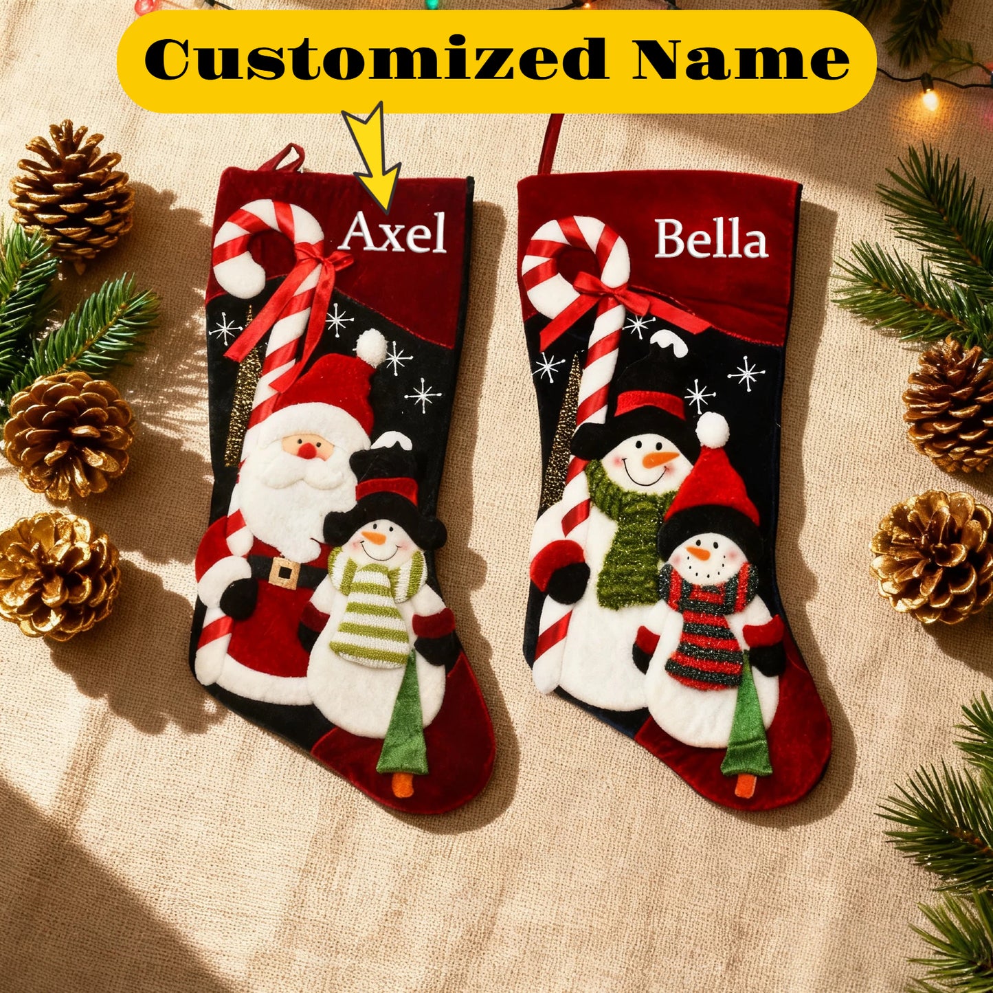 Christmas Stocking Personalized Name Customized Family Xmas Stocking Fireplace Christmas Decorations 18''