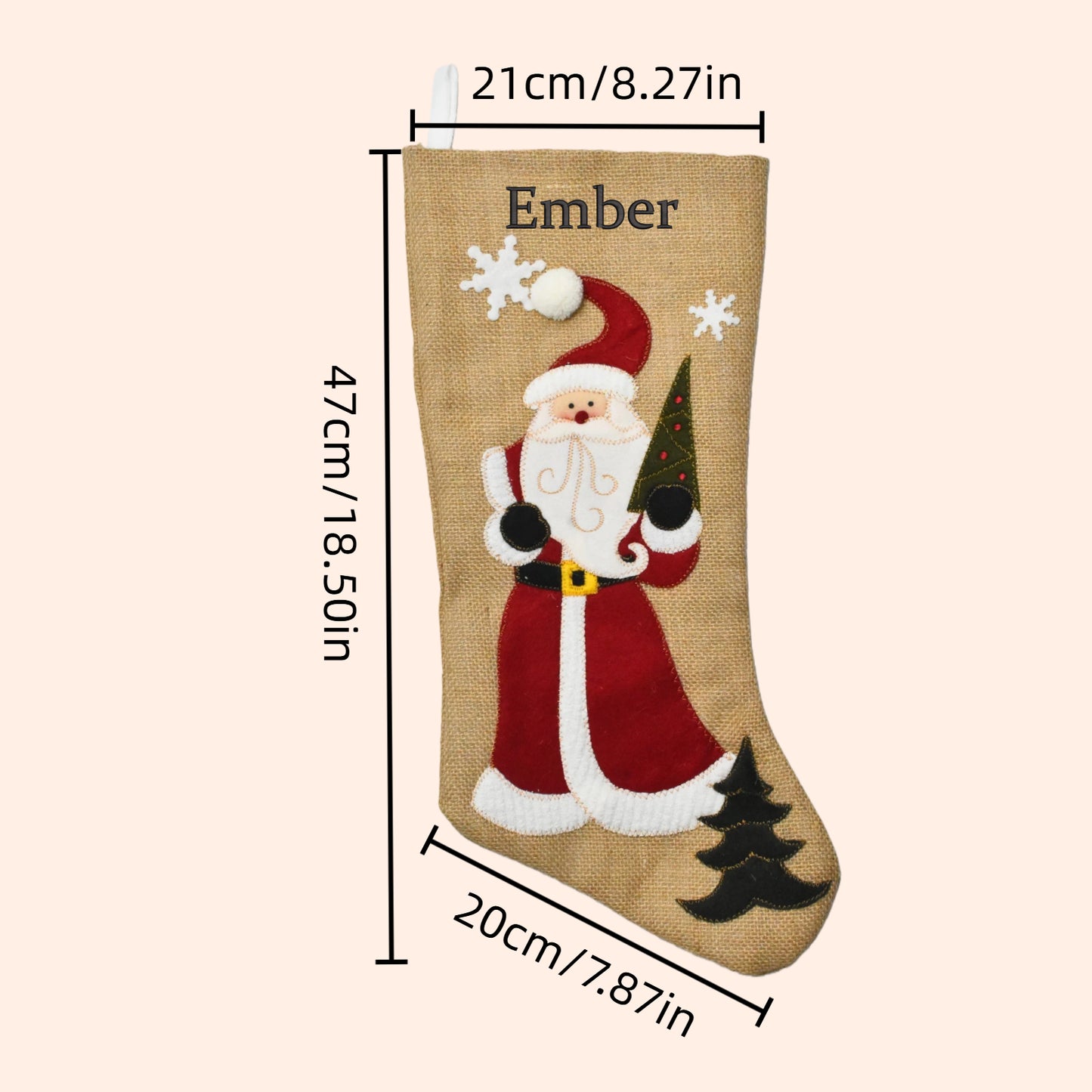 Customized Christmas Stockings Embroidered Name Personalized Fireplace Stocking Large Family Xmas Stockings Christmas Party Decorations 18.5 Inches