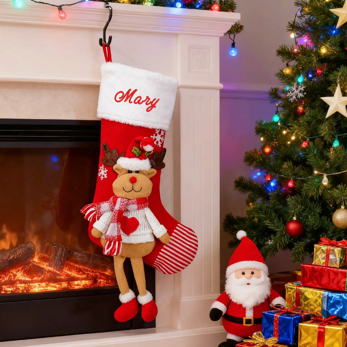 Customized Embroidered Christmas Stockings Xmas Stockings for the Family Decorations Gifts