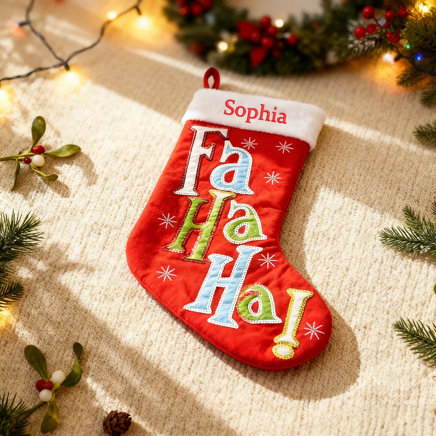Personalized Christmas Stocking with Letters Customized Embroidered Name Xmas Stocking Large Hanging Fireplace Stocking Home Holiday Decorations Gifts for Family Red 18 Inches