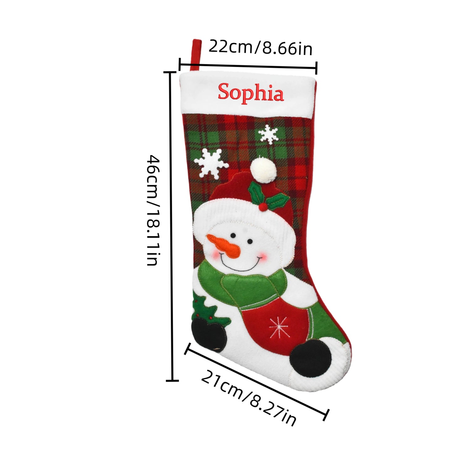 Personalized Christmas Stocking Custom Embroidered Name Xmas Stocking Large Hanging Family Stocking for Fireplace Christmas Decorations Santa Claus Snowman 3 Styles 18 Inches