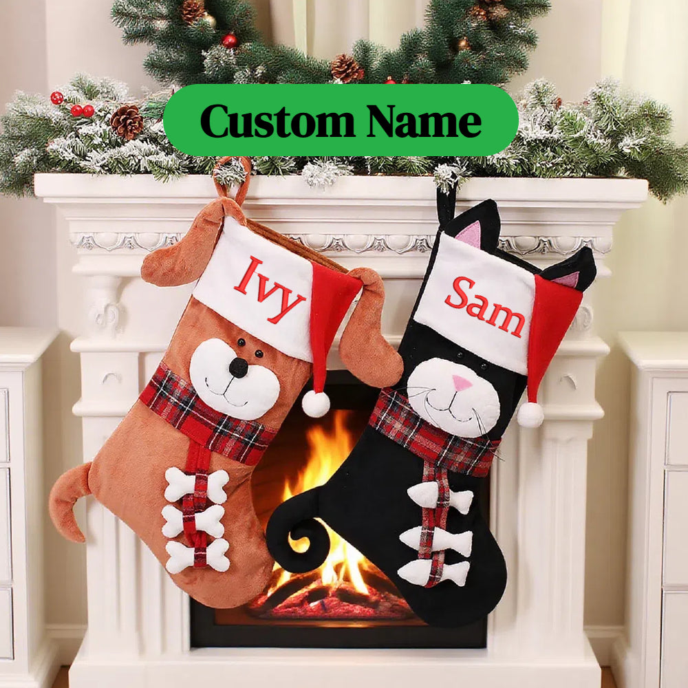 Custom Christmas Stockings Personalized Xmas Stockings with Embroidered Name 