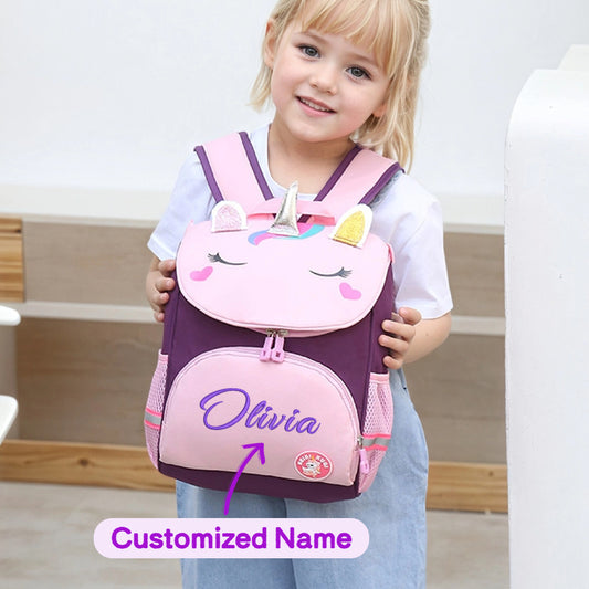 Kids Girls Personalized Backpack Custom Schoolbag with Embroidered Name