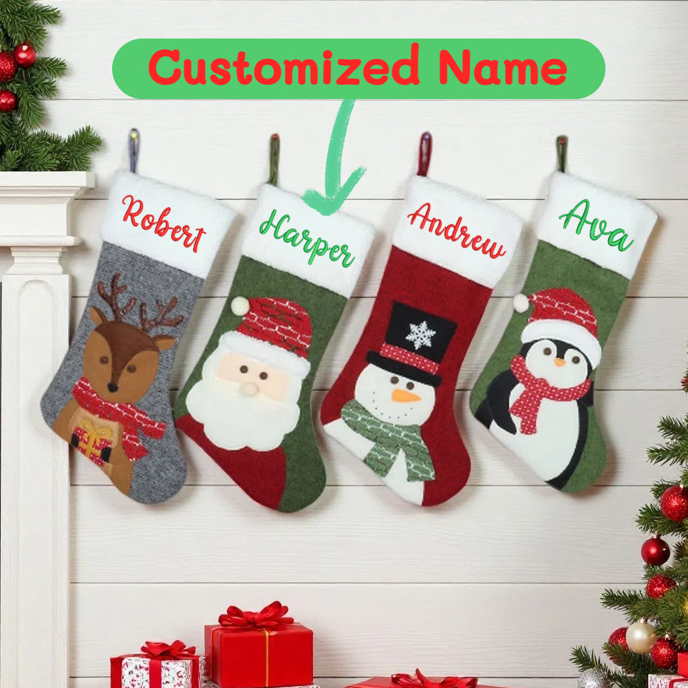 Personalized Christmas Stocking with Embroidered Name Custom Xmas Stockings