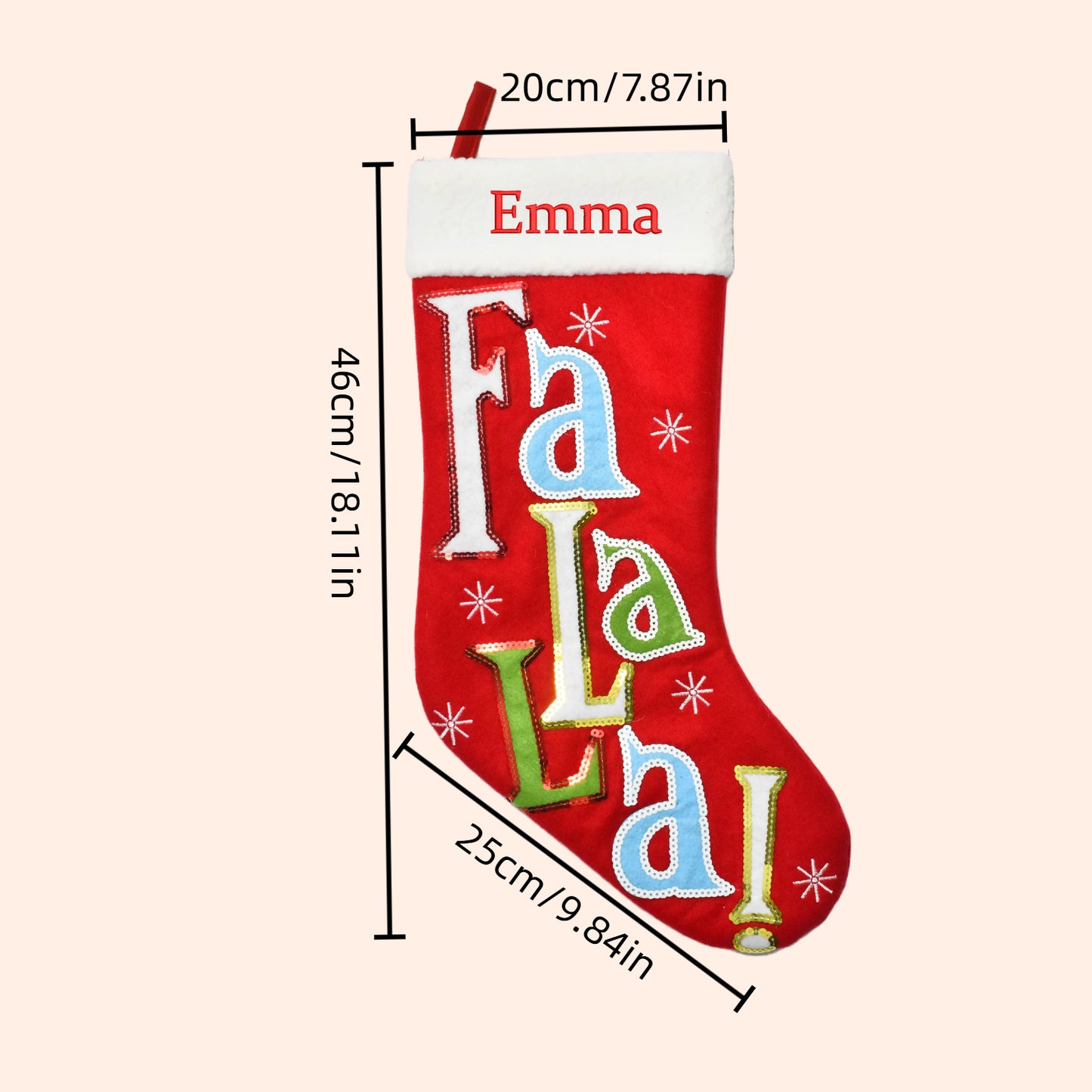 Personalized Christmas Stocking with Letters Customized Embroidered Name Xmas Stocking Large Hanging Fireplace Stocking Home Holiday Decorations Gifts for Family Red 18 Inches