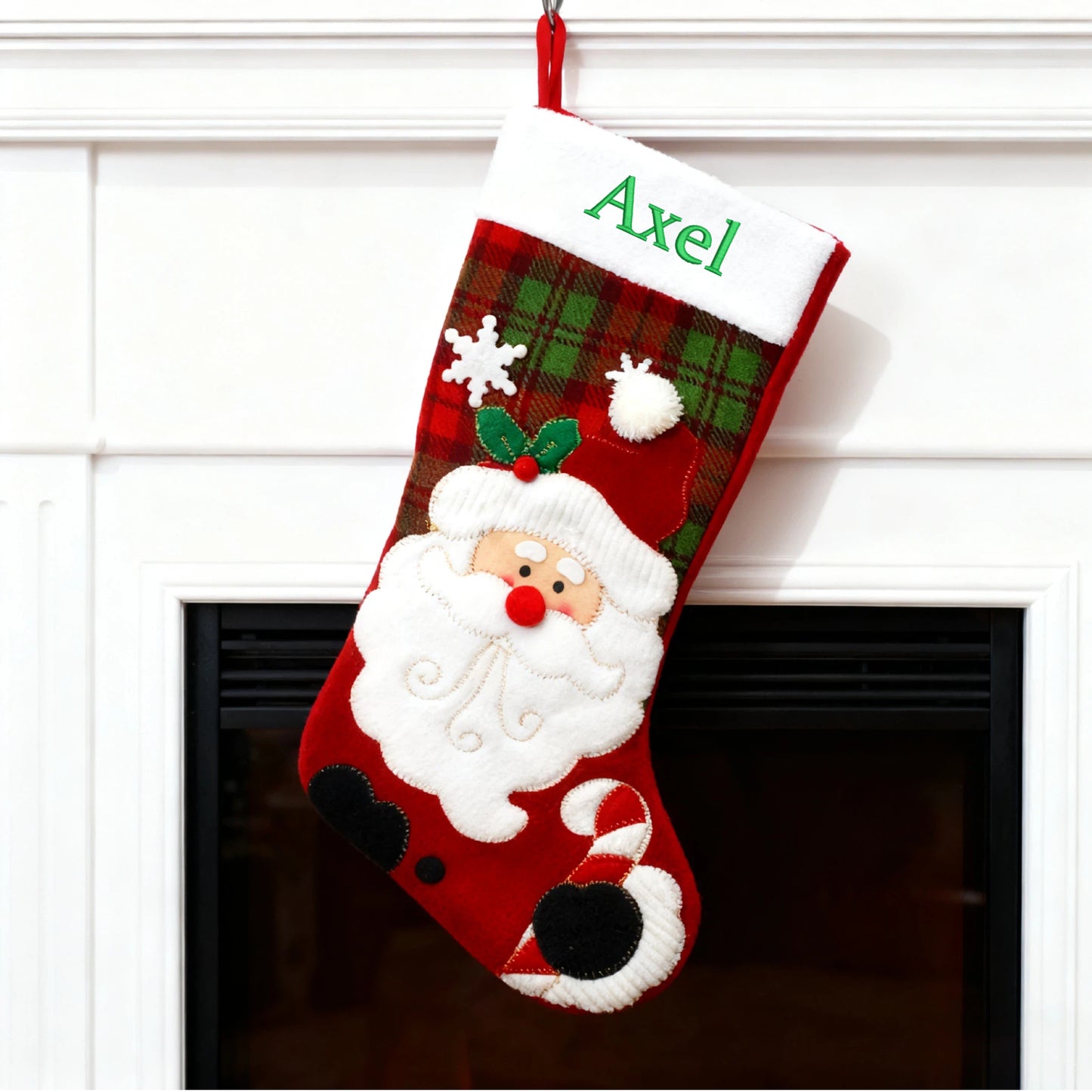 Personalized Christmas Stocking Custom Embroidered Name Xmas Stocking Large Hanging Family Stocking for Fireplace Christmas Decorations Santa Claus Snowman 3 Styles 18 Inches