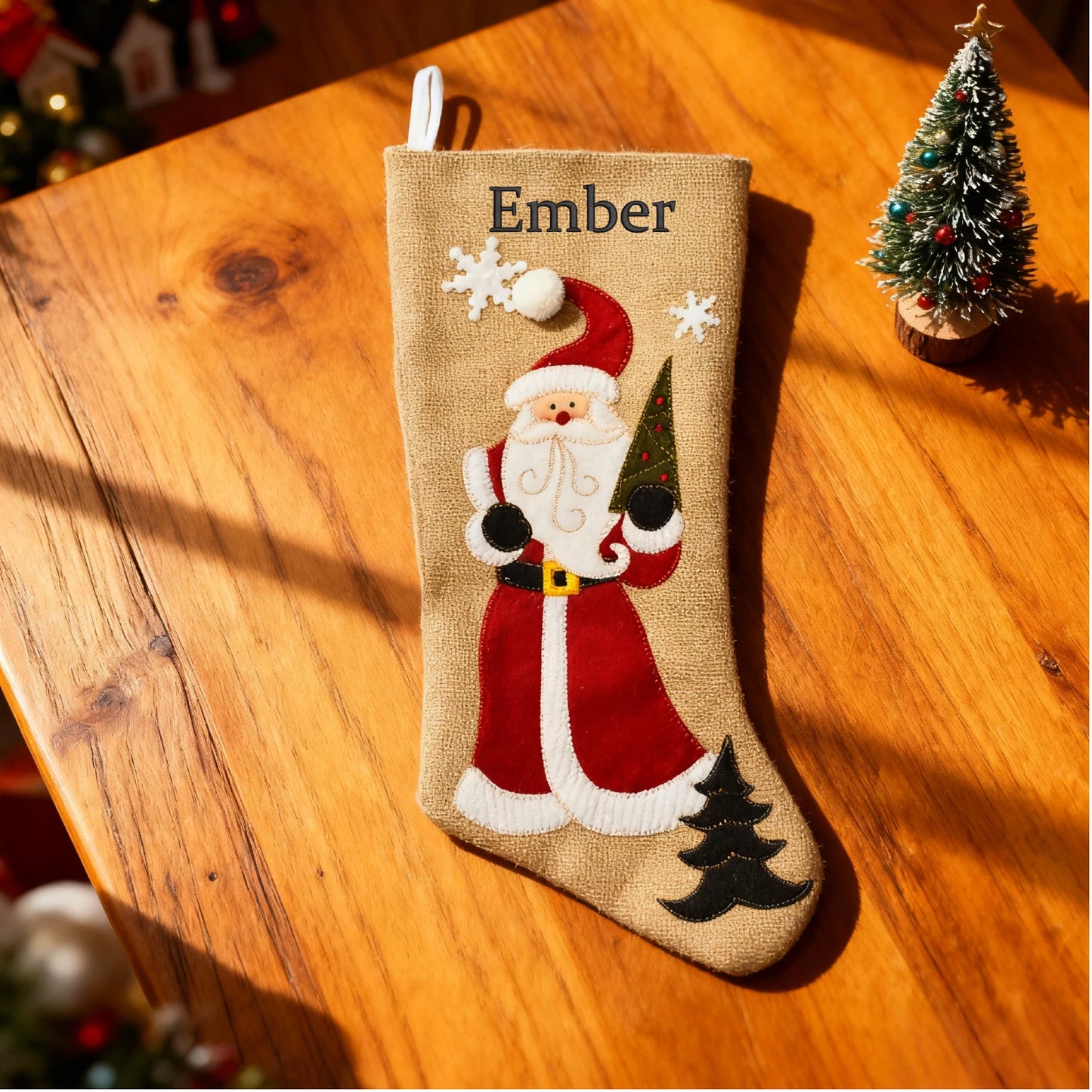 Customized Christmas Stockings Embroidered Name Personalized Fireplace Stocking Large Family Xmas Stockings Christmas Party Decorations 18.5 Inches