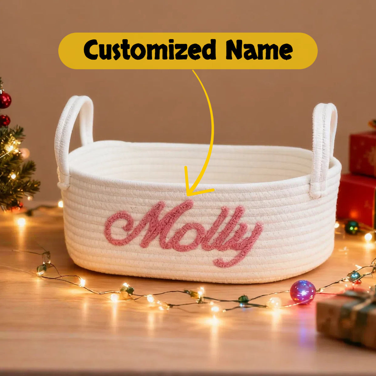 22 PCS Personalized Christmas Gifts Set Basket Hats Stockings Bells Trees for Decor