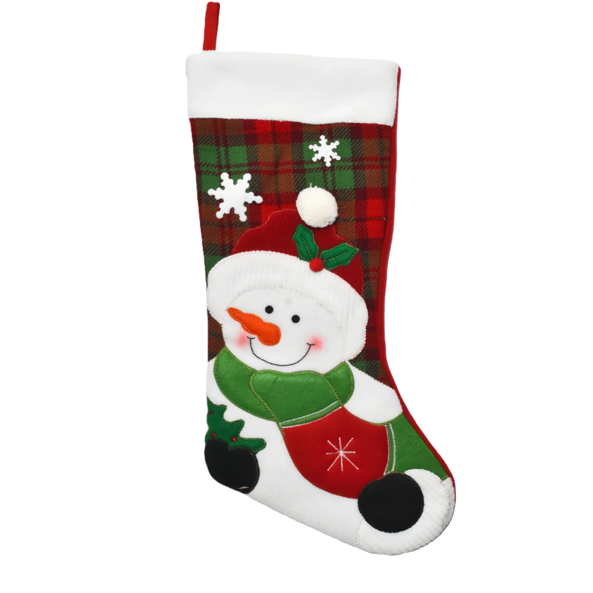 Personalized Christmas Stocking Custom Embroidered Name Xmas Stocking Large Hanging Family Stocking for Fireplace Christmas Decorations Santa Claus Snowman 3 Styles 18 Inches