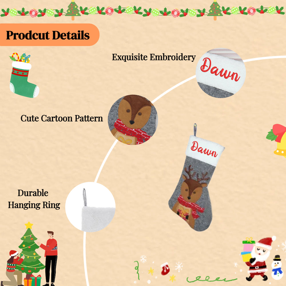 Personalized Christmas Stocking with Embroidered Name Custom Xmas Stockings