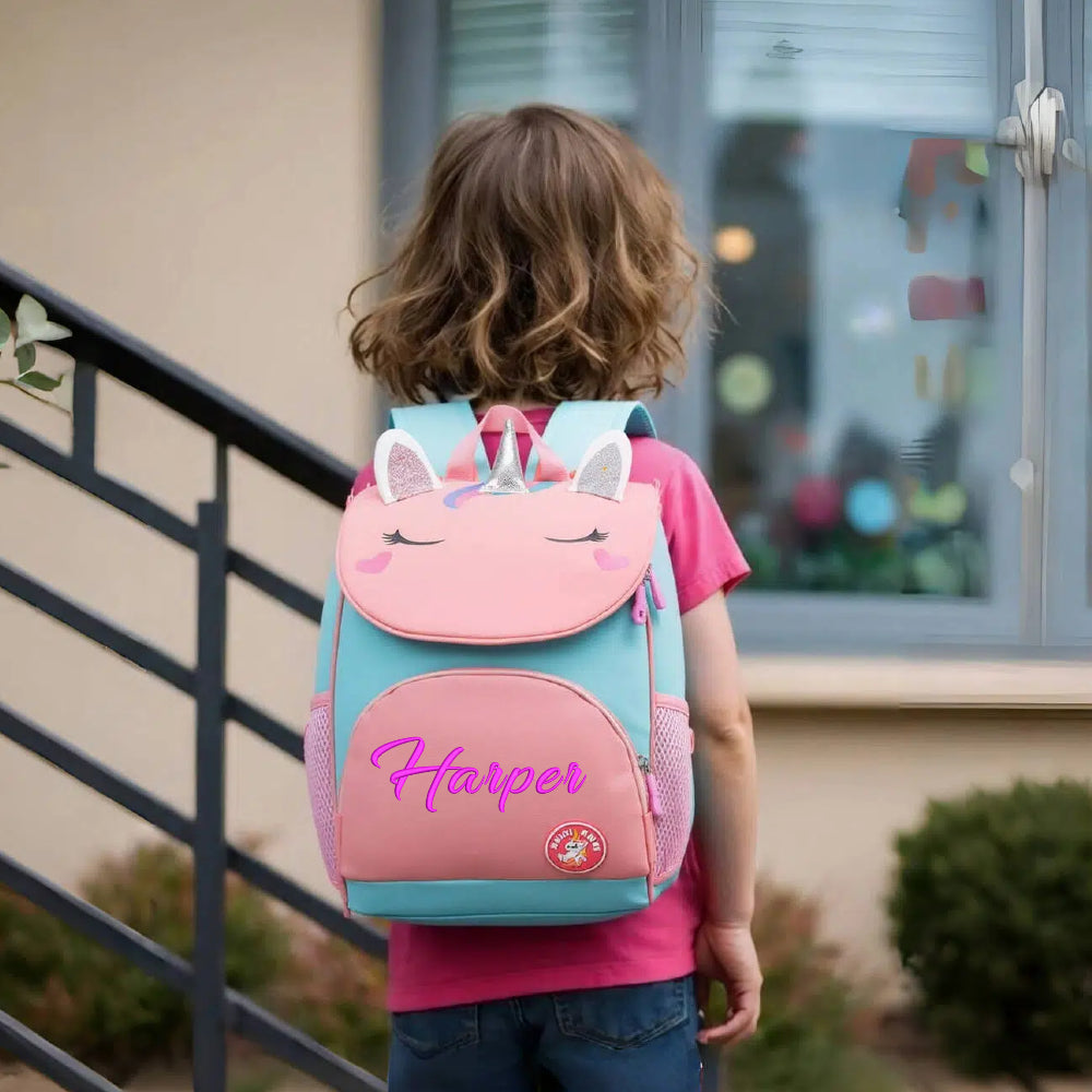 Kids Girls Personalized Backpack Custom Schoolbag with Embroidered Name