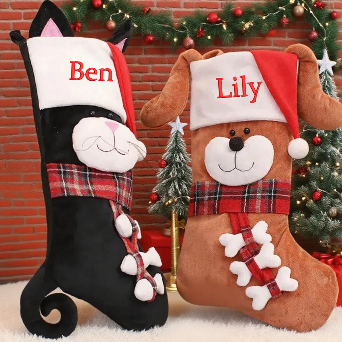 Custom Christmas Stockings Personalized Xmas Stockings with Embroidered Name 
