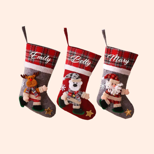 Personalized Christmas Stockings with Customized Embroidered Name for Decor