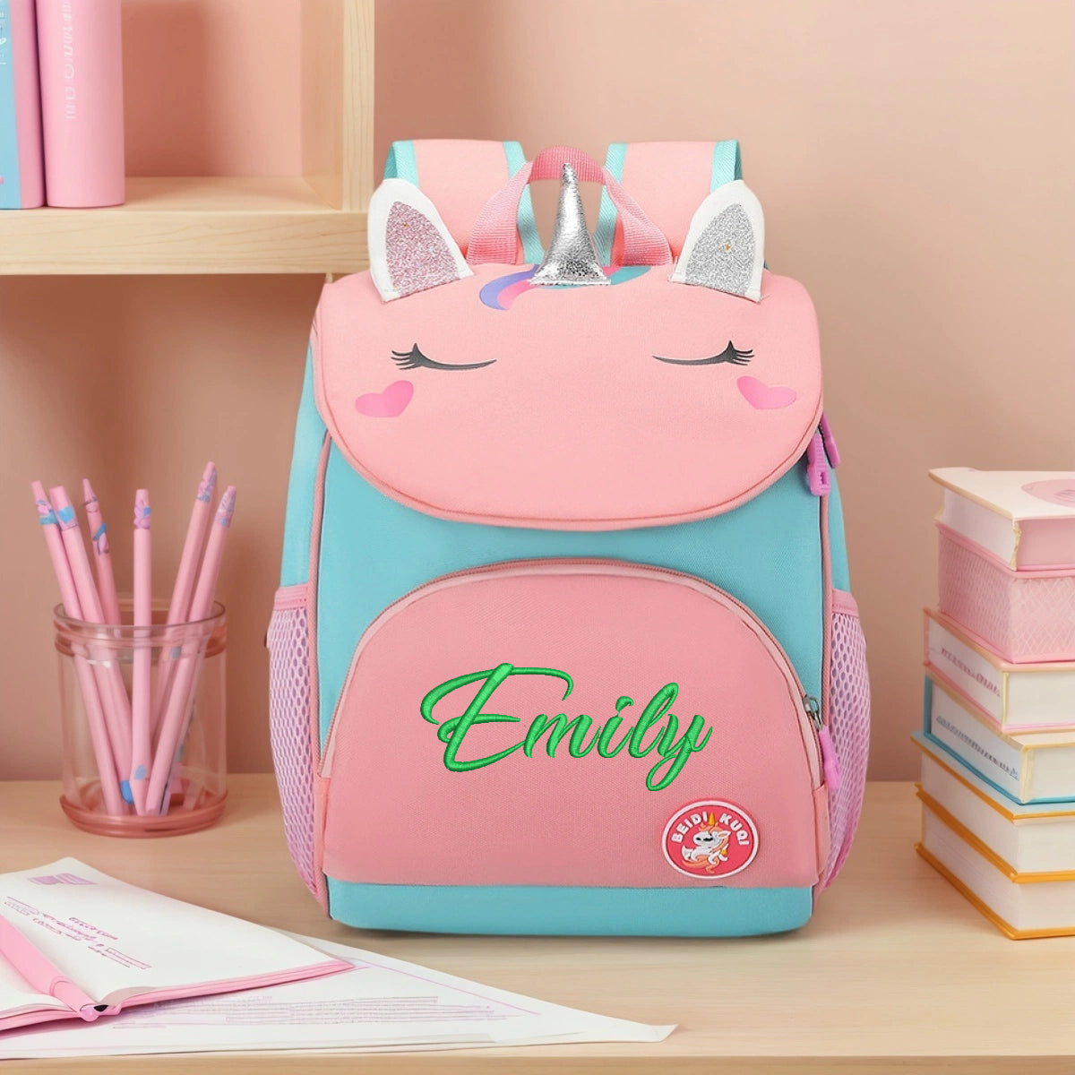 Kids Girls Personalized Backpack Custom Schoolbag with Embroidered Name