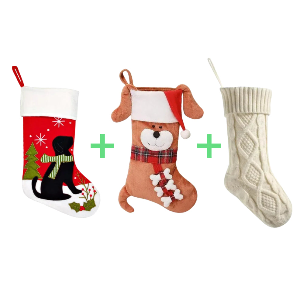 3 PCS Personalized Christmas Stocking Set with Embroidered Name Custom Xmas Decor