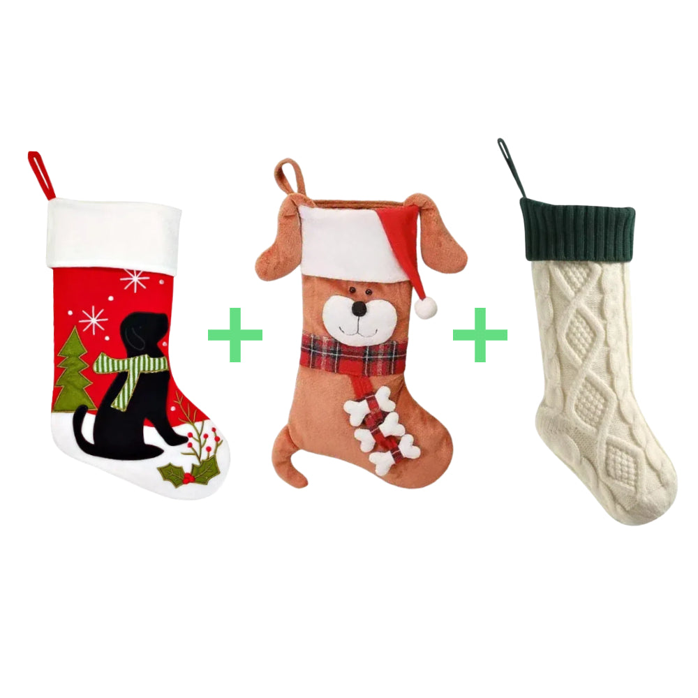 3 PCS Personalized Christmas Stocking Set with Embroidered Name Custom Xmas Decor