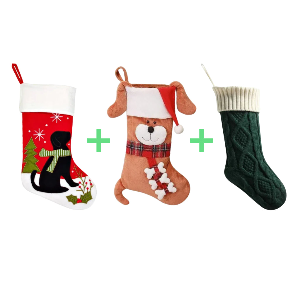 3 PCS Personalized Christmas Stocking Set with Embroidered Name Custom Xmas Decor