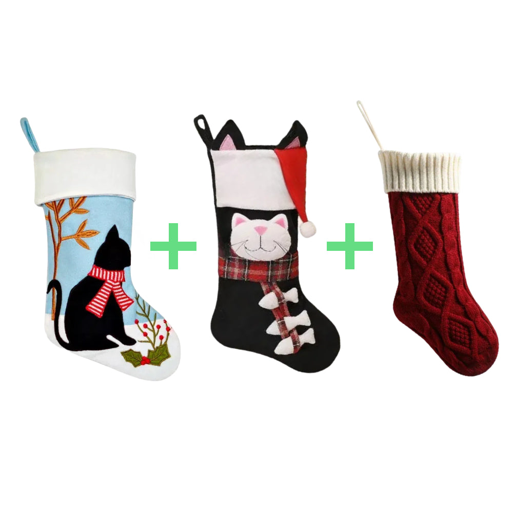 3 PCS Personalized Christmas Stocking Set with Embroidered Name Custom Xmas Decor