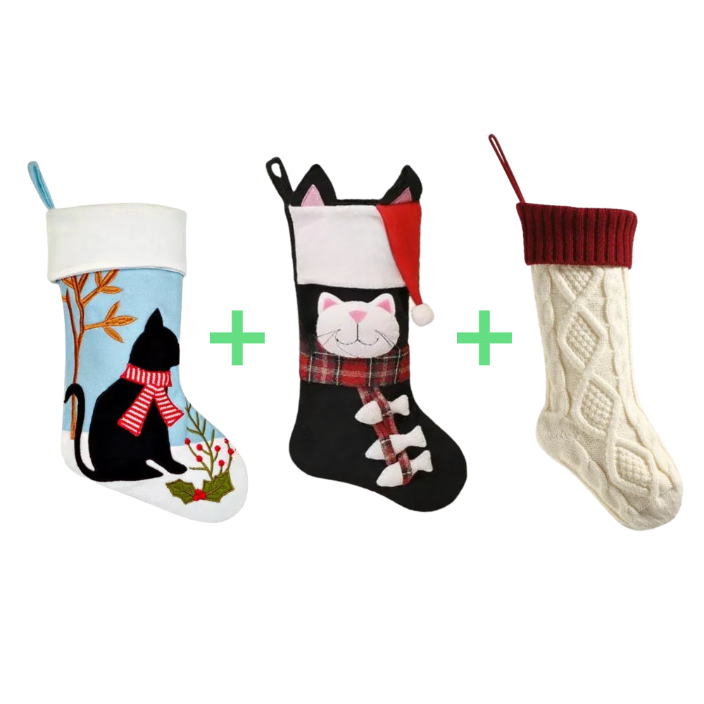 3 PCS Personalized Christmas Stocking Set with Embroidered Name Custom Xmas Decor