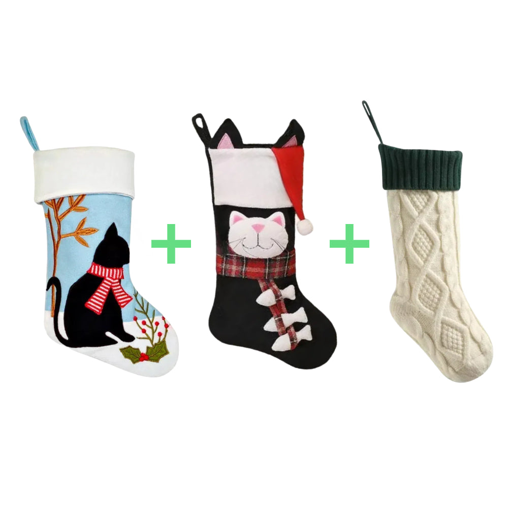 3 PCS Personalized Christmas Stocking Set with Embroidered Name Custom Xmas Decor