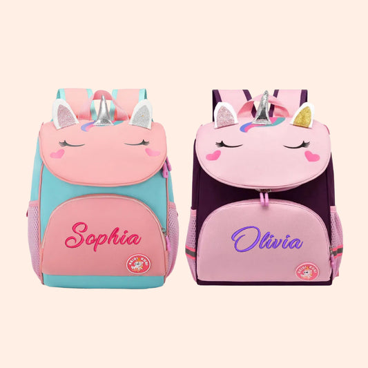 Kids Girls Personalized Backpack Custom Schoolbag with Embroidered Name