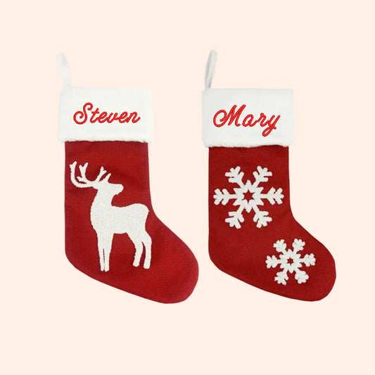 Personalized Knitted Christmas Stockings Custom Embroidered Name Xmas Stocking
